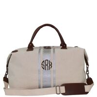 Personalized Canvas Weekender With Silver Stripes