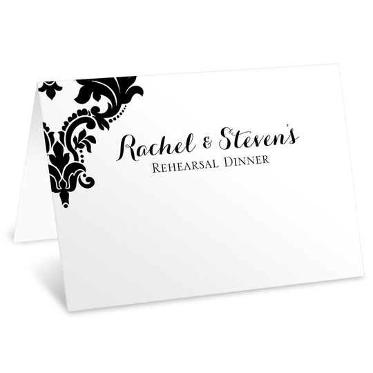 Black Damask Folded Place Cards