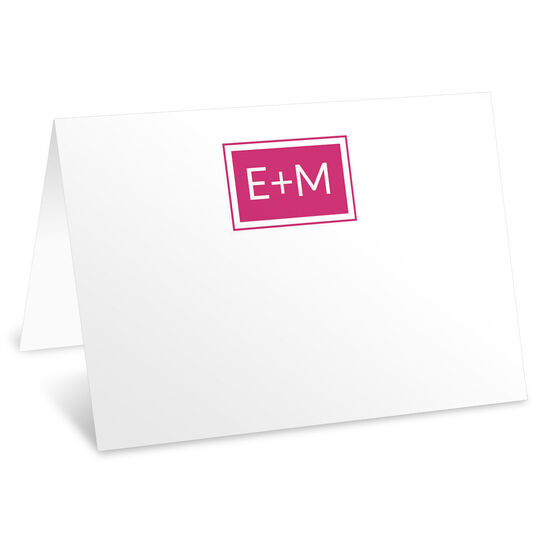 Pink Square Initials Folded Place Cards