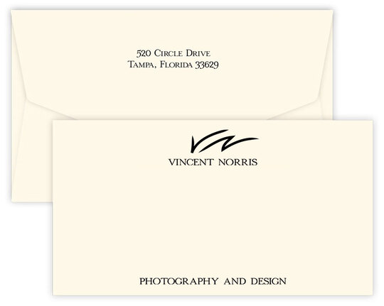 Triple Thick Classic Wide Flat Note Cards with Your 1-Color Artwork - Raised Ink
