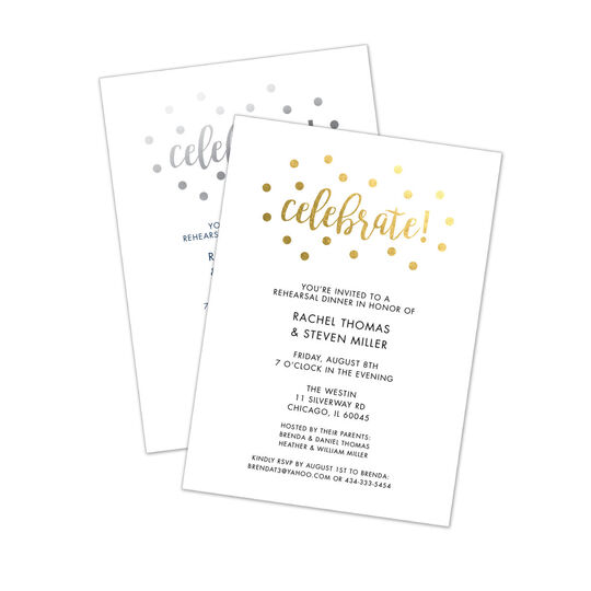 Celebrate Confetti Dots Foil Invitations