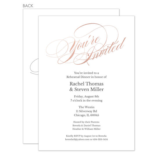 Romantic Script Foil Invitations