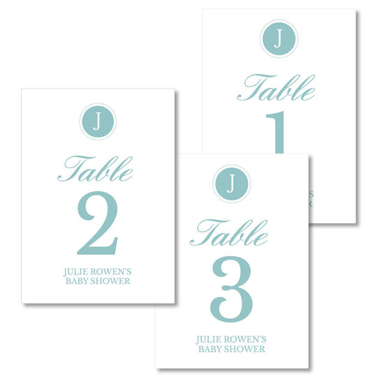 Lagoon Circle Initials Table Number Cards