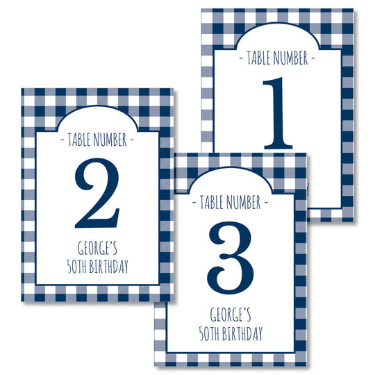 Yellow Gingham Table Number Cards