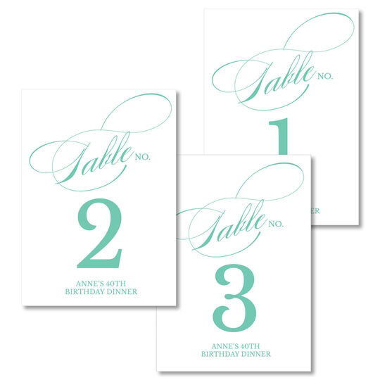 Romantic Script Table Number Cards