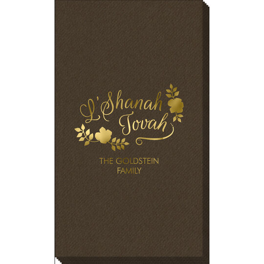 Floral L'Shanah Tovah Linen Like Guest Towels