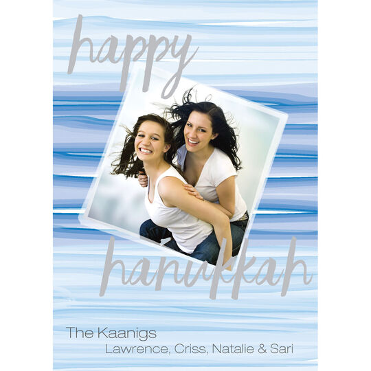 Blue Watercolor Wash Hanukkah Flat Photo Cards