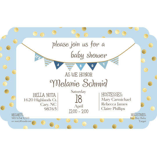 Gold Dots Baby Shower Invitations