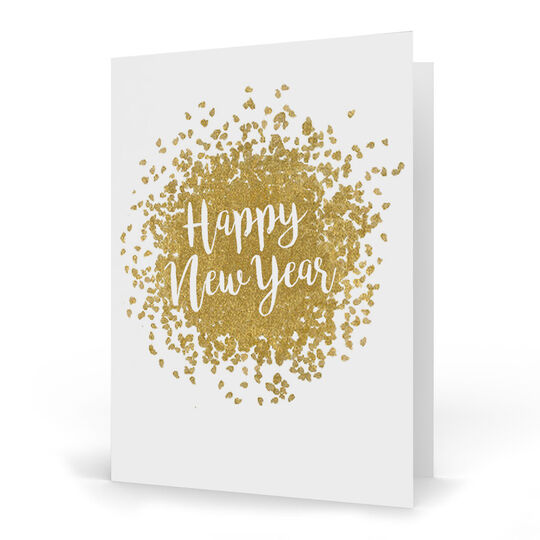 Embossed Happy New Year Folded Holiday Cards