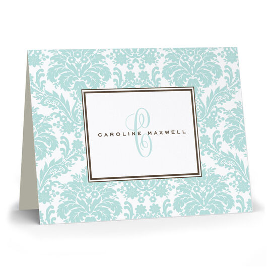 Damask Robin's Egg Folded Note Cards