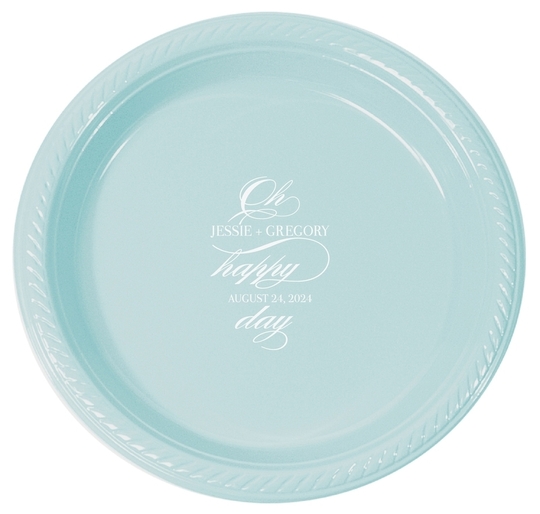 Personalized Romantic Oh Happy Day Plastic Plates