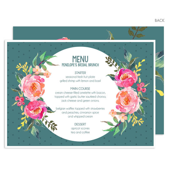 Green Rose Swags Menus