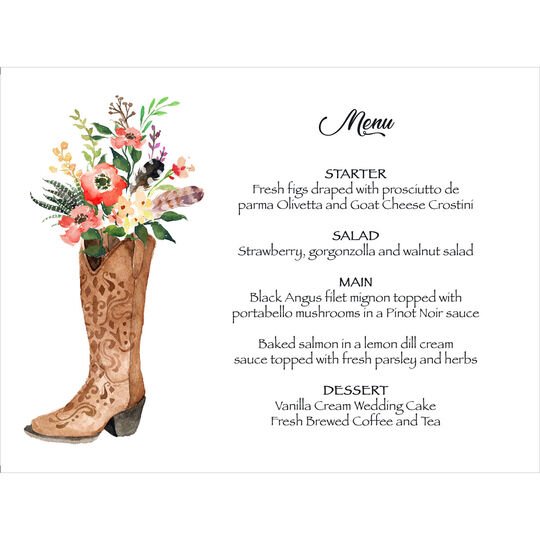 Western Boot Menus