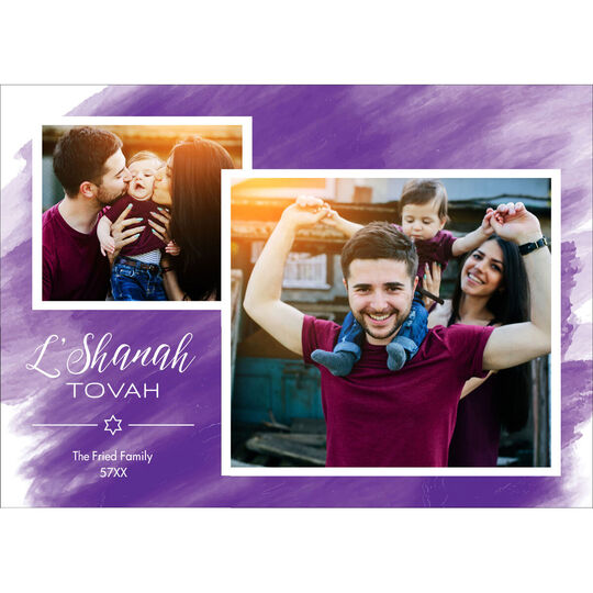 Purple L'Shanah Tovah Photo Jewish New Year Cards