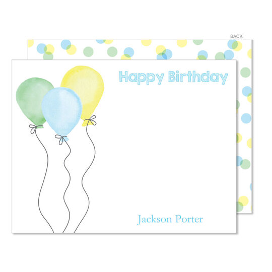 Blue Birthday Wishes Flat Note Cards