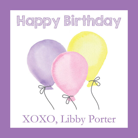 Purple Birthday Wishes Square Stickers