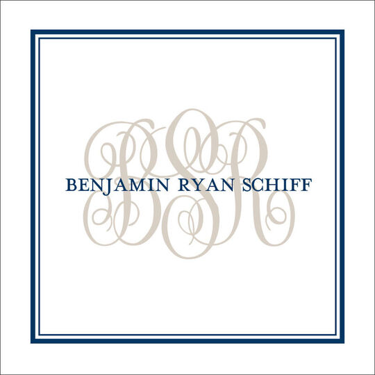 Tailored Monogram Navy Square Enclosure Cards