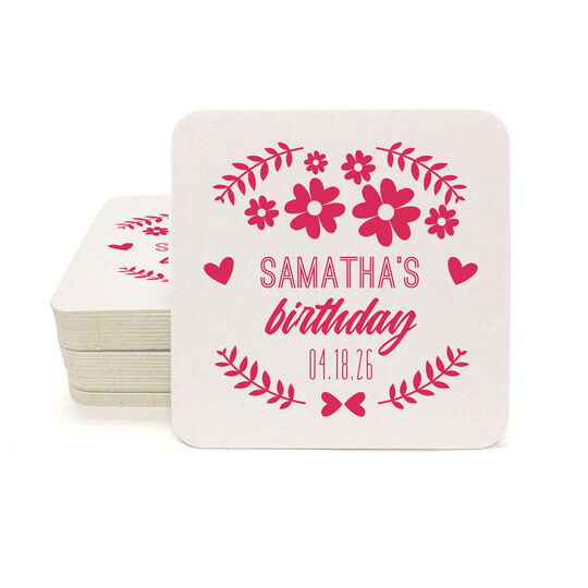 Sweet Floral Square Coasters