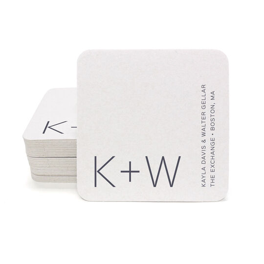 Modern Initials Square Coasters