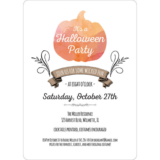 White Watercolor Pumpkin Invitations