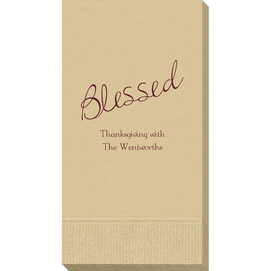 Expressive Script Blessed Guest Towels