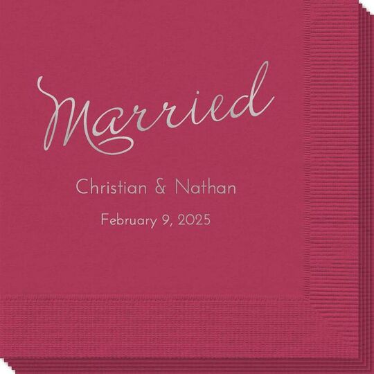 Expressive Script Married Napkins