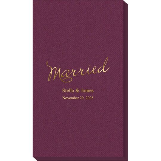 Expressive Script Married Linen Like Guest Towels