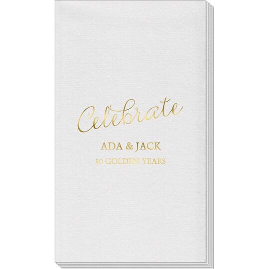 Expressive Script Celebrate Linen Like Guest Towels