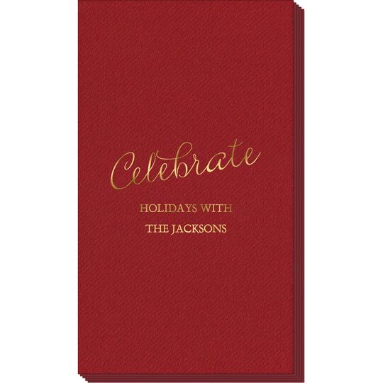 Expressive Script Celebrate Linen Like Guest Towels