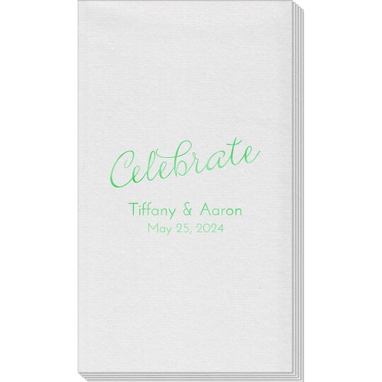 Expressive Script Celebrate Linen Like Guest Towels