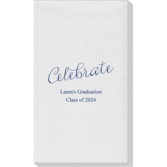 Expressive Script Celebrate Linen Like Guest Towels