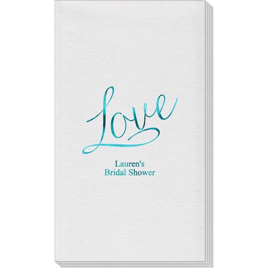 Expressive Script Love Linen Like Guest Towels