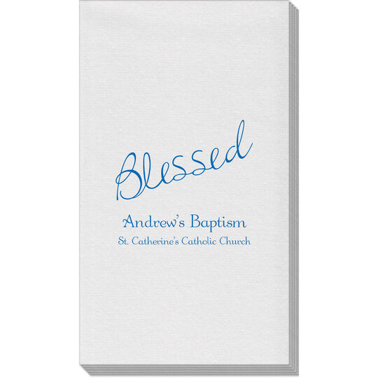 Expressive Script Blessed Linen Like Guest Towels