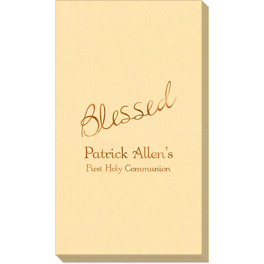 Expressive Script Blessed Linen Like Guest Towels