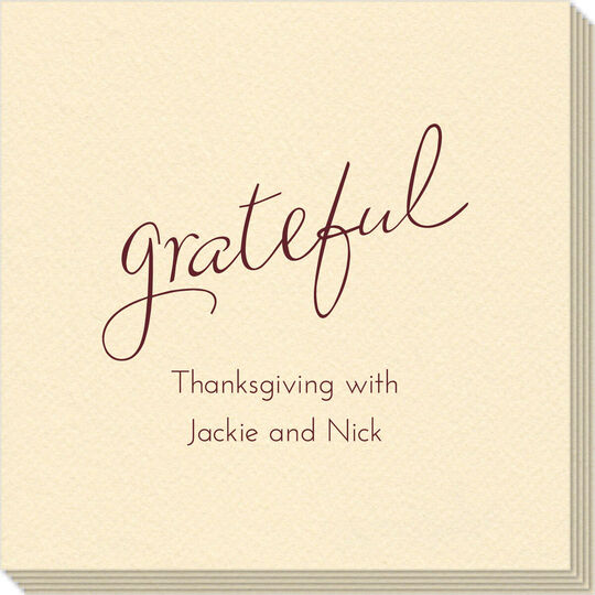 Expressive Script Grateful Linen Like Napkins