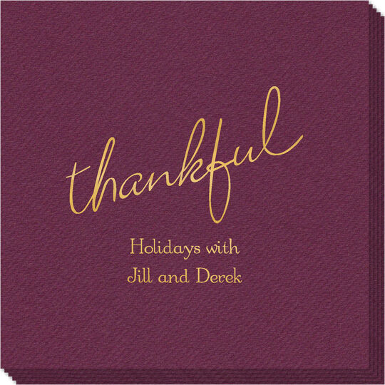 Expressive Script Thankful Linen Like Napkins