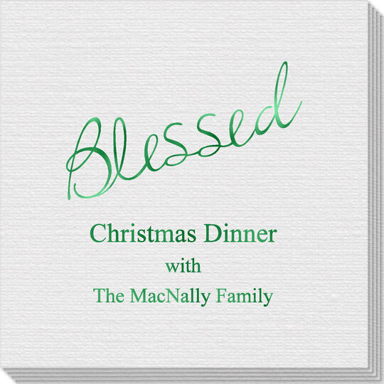 Expressive Script Blessed Linen Like Napkins