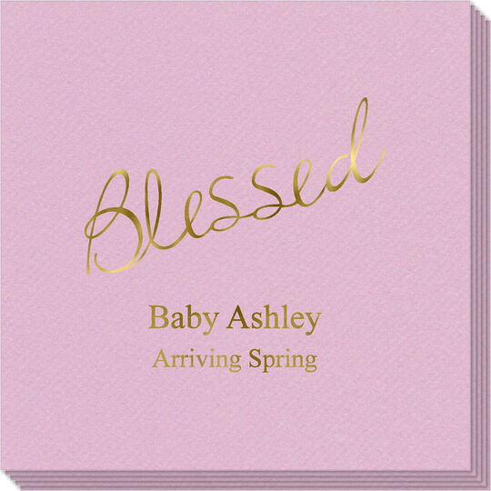 Expressive Script Blessed Linen Like Napkins