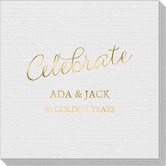 Expressive Script Celebrate Linen Like Napkins