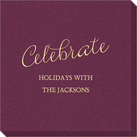 Expressive Script Celebrate Linen Like Napkins