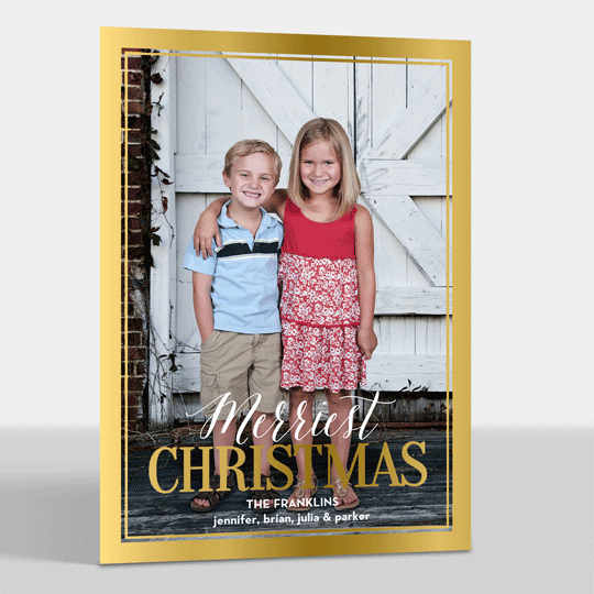 Brilliantly Framed Foil Pressed Flat Holiday Photo Cards