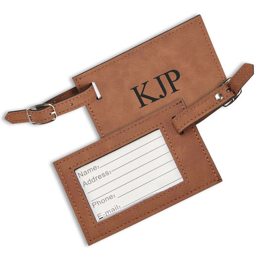 Caramel Leatherette Luggage Tags