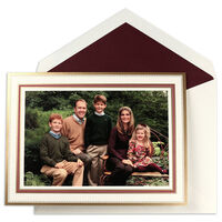 Claret and Gold Border Photo Folded Holiday Cards