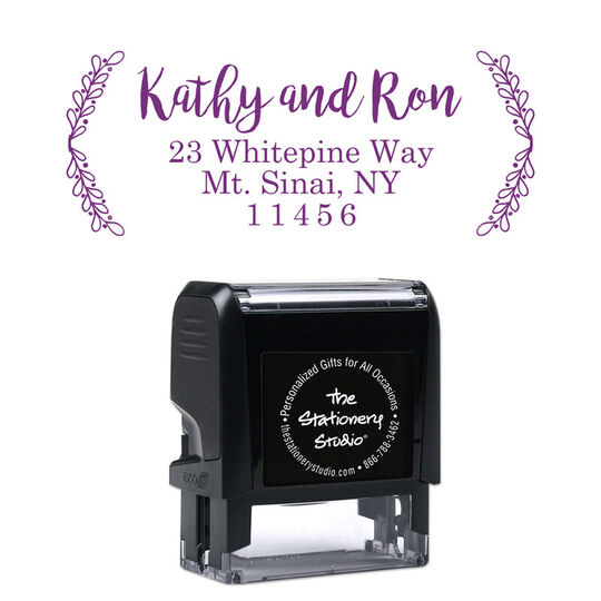 Vertical Sprigs Rectangular Self-Inking Stamp