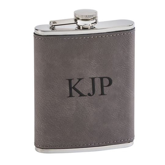 Grey Leatherette Flask