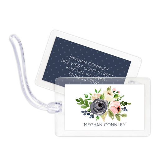 Gray and Pink Roses Luggage Tags