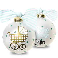 Blue Welcome Baby Glass Christmas Ornament