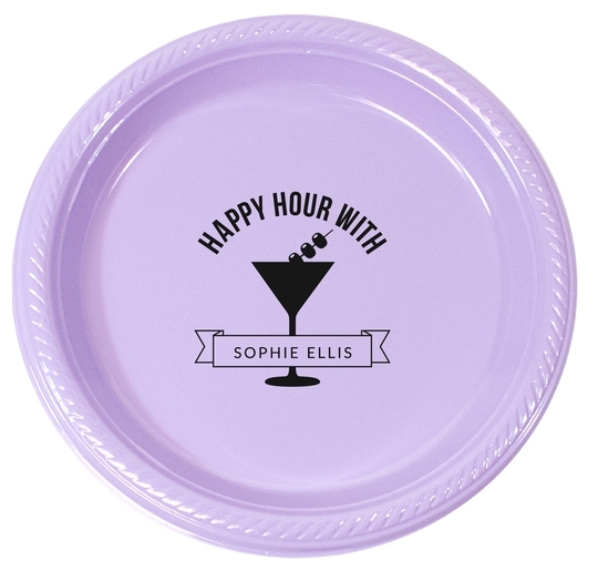 Personalized Happy Hour Martini Plastic Plates