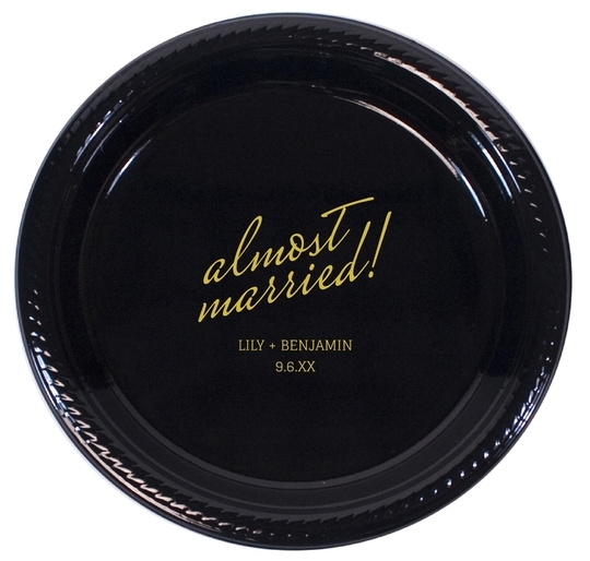 Personalized Expressive Script Almost Married Plastic Plates