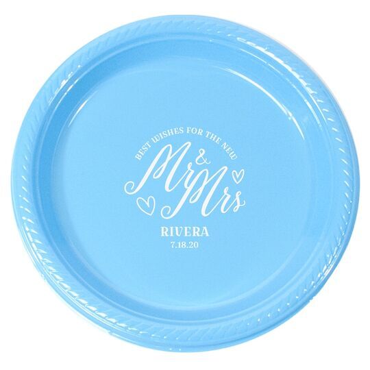 Personalized Mr Mrs Best Wishes Plastic Plates